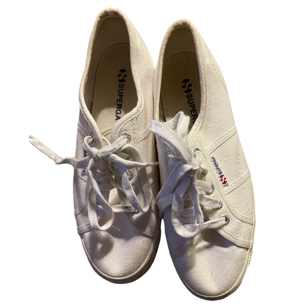 Superga Platform Sneakers White‎ Canvas Women’s 7.5 - Picture 10 of 13
